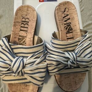 Sam & Libby Blue Slide Sandals with Bow Detail